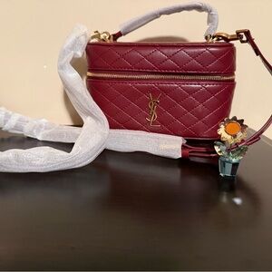 NEW Small Red Vanity Shoulder Crossbody Bag with Gold hardware